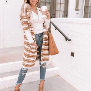 Follow The Sun “Sunshine Snuggles” Striped Cardigan Women’s Size Small